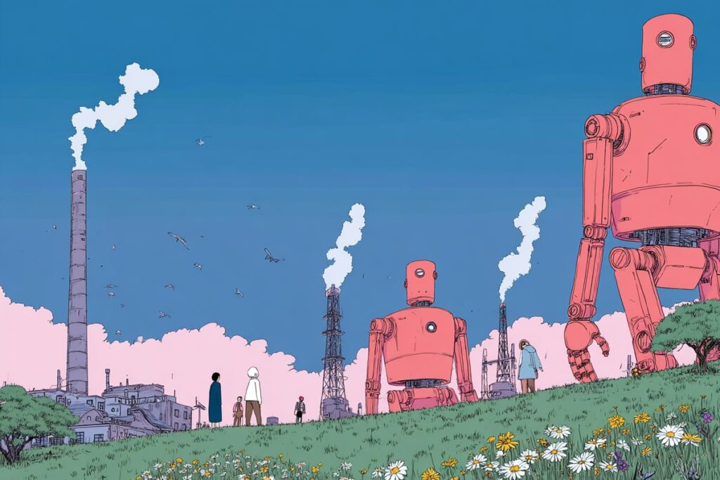 Arrêter la machine. Interprété avec Midjourney.